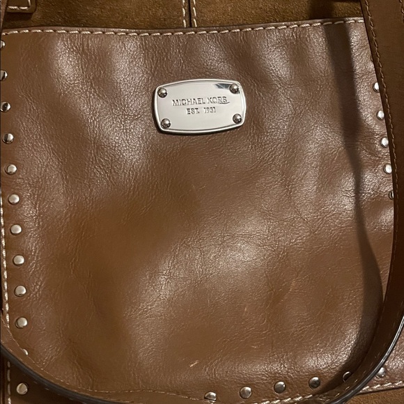 Michael Kors Brown Suede and Leather Tote Bag - Picture 6 of 16